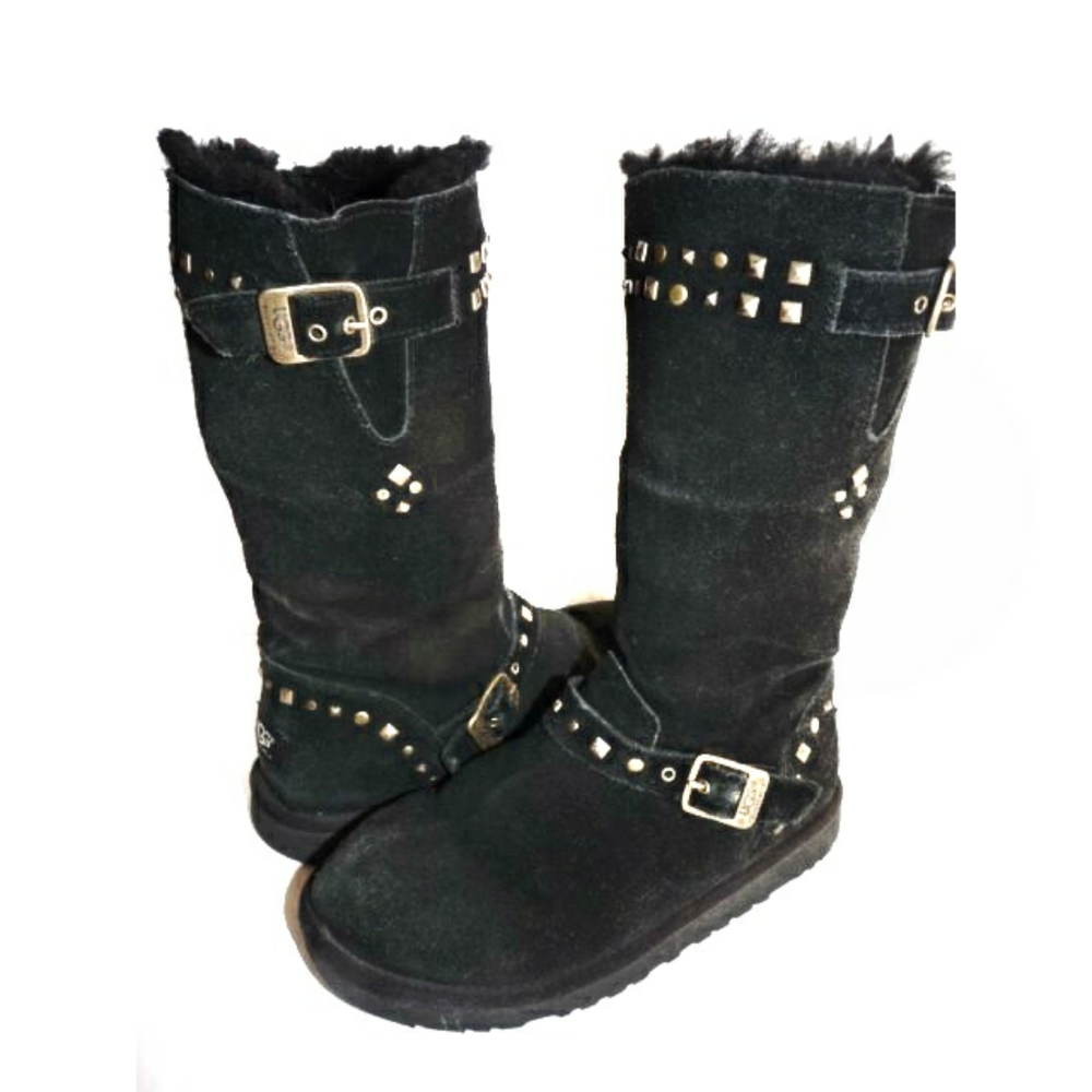Kids UGG "Wynter" Tall Black Studded Boots
